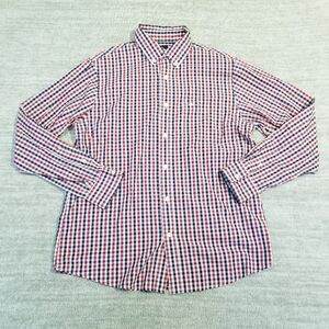 Dockers Longsleeve Red Blue Plaid Cotton Gingham Button Down Shirt Medium Preppy